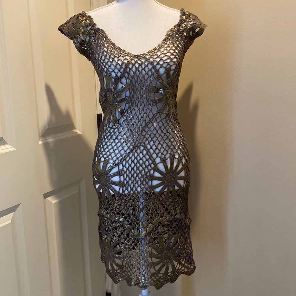 NWOT! Beautiful Crochet Bronze and Gold Dress from Bali. Never been worn!